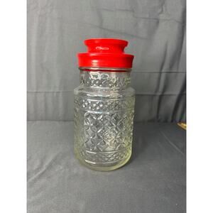 Vintage Anchor Hocking Wexford Quilt Pattern Glass Jar